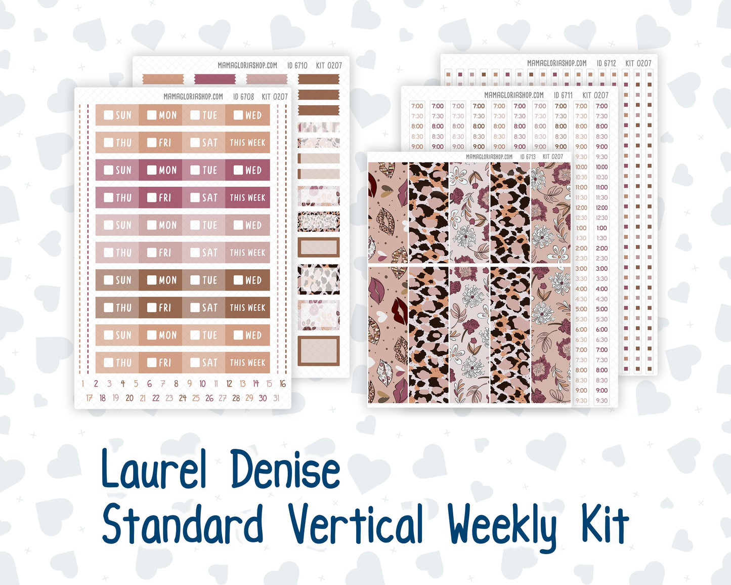 Kit 0207 Laurel Denise Standard Size – Weekly - Vertical Layout - Wild Love- February