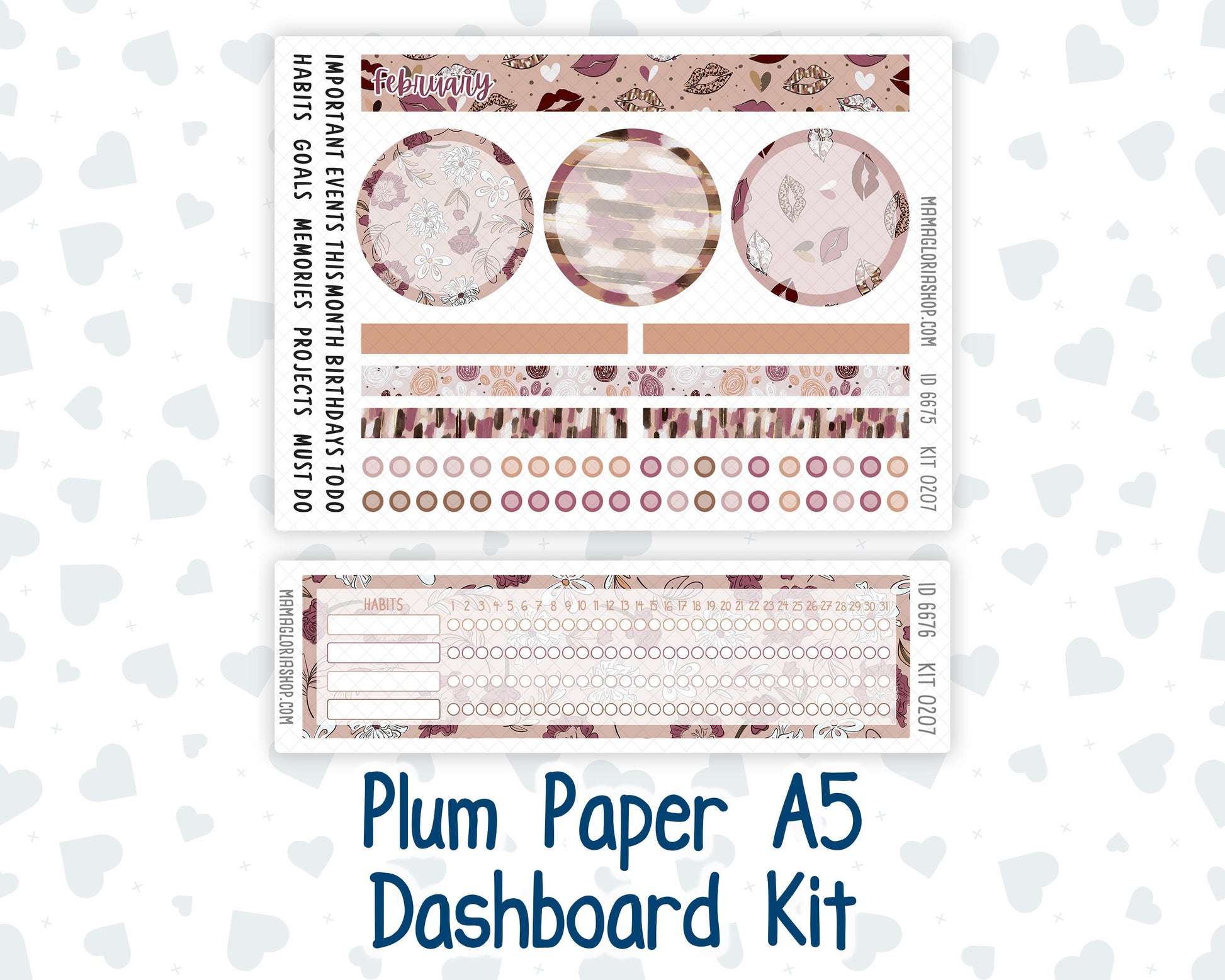 Kit 0207 Plum Paper A5– Dashboard - Wild Love - February