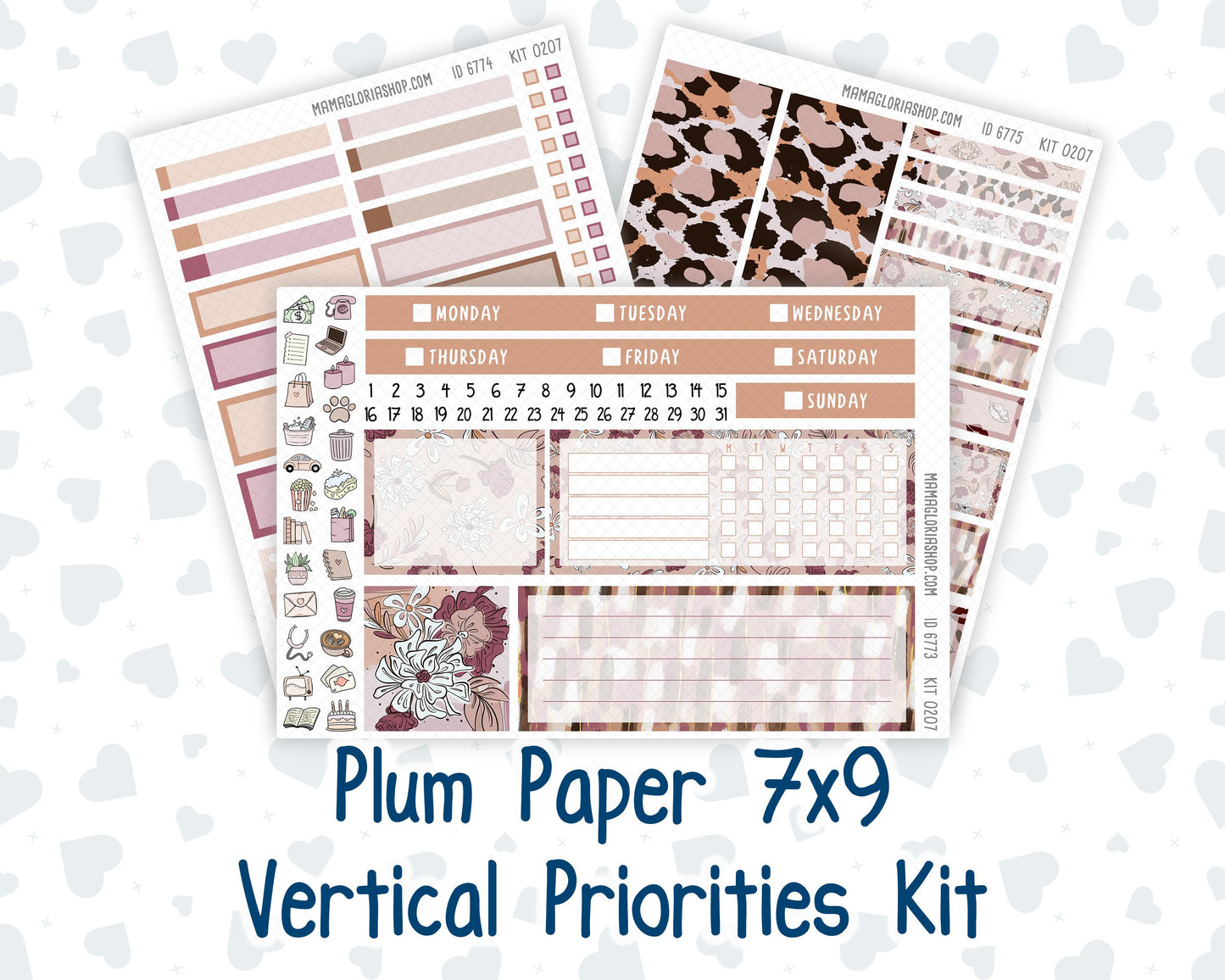 Kit 0207 - 7x9 Plum Paper Vertical Priorities - Wild Love - February