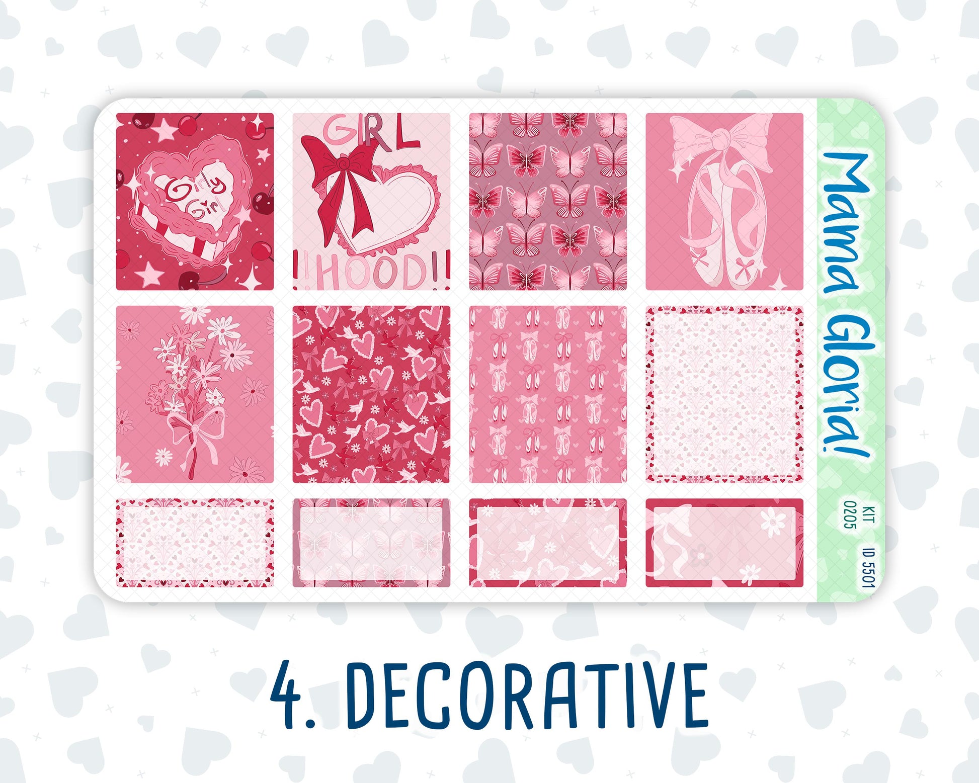 Kit 0205 -7x9 - Dancer's Heart - Weekly Kit For EC Horizontal Planners - February