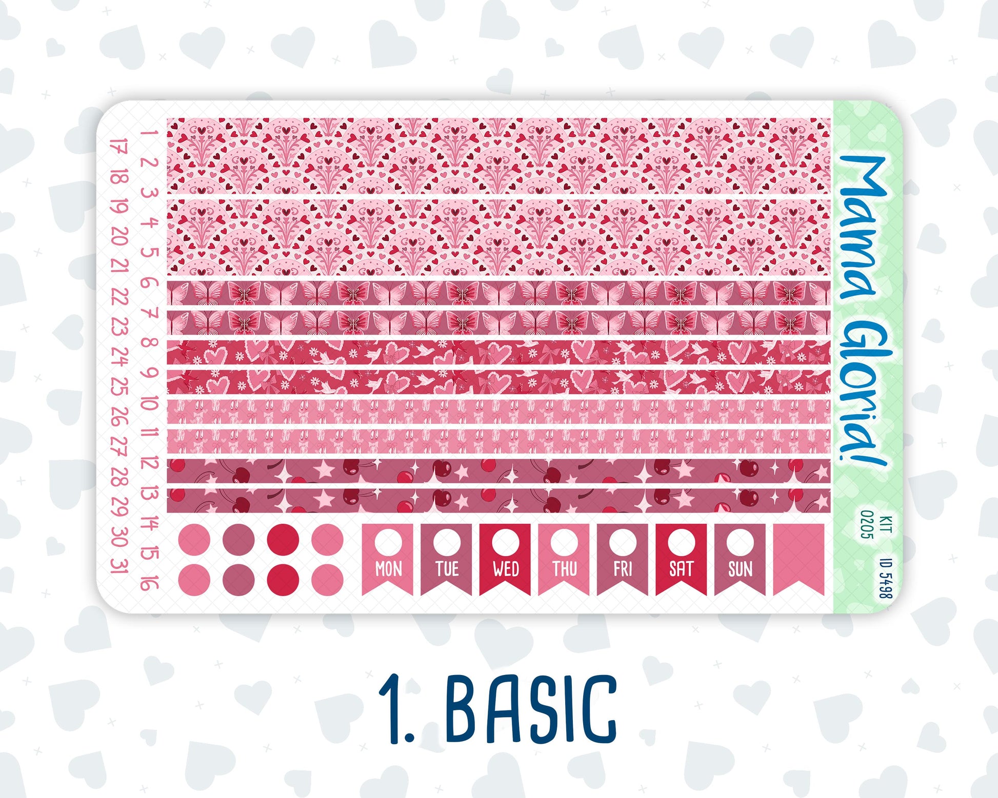 Kit 0205 -7x9 - Dancer's Heart - Weekly Kit For EC Horizontal Planners - February