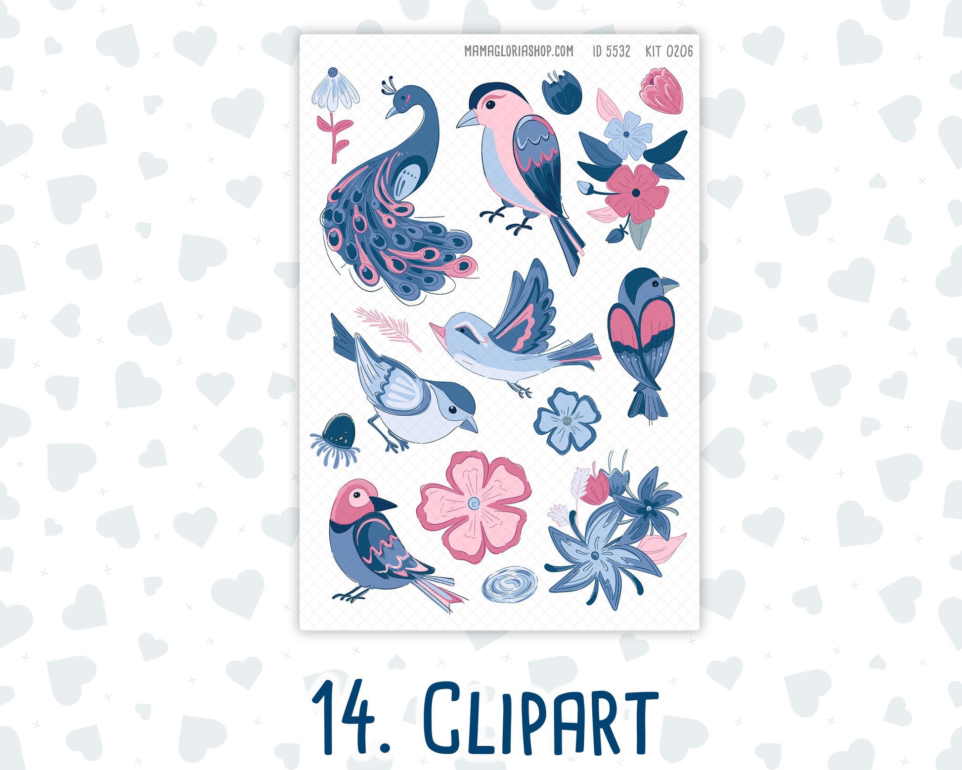 Kit 0206 Add Ons - Feathered Romance - February - Planner Stickers - Kit