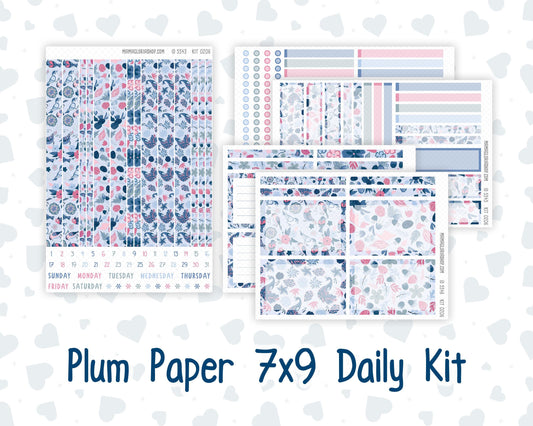 Kit 0206- 7x9 Plum Paper Daily - Feathered Romance - Planner - February