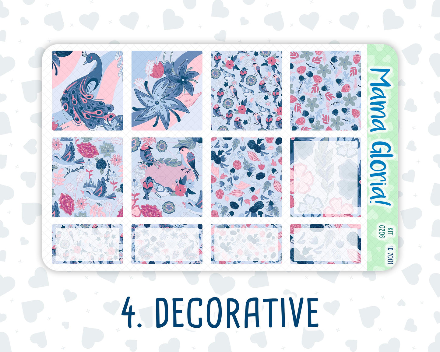 Kit 0206-7x9 - Feathered Romance - Weekly Kit For EC Horizontal Planners - February