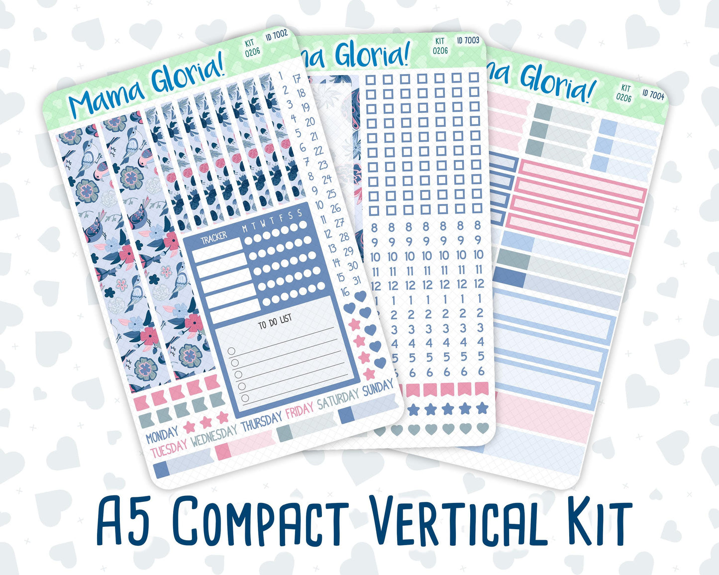 Kit 0206 - A5 Compact Vertical - Feathered Romance - Weekly - February