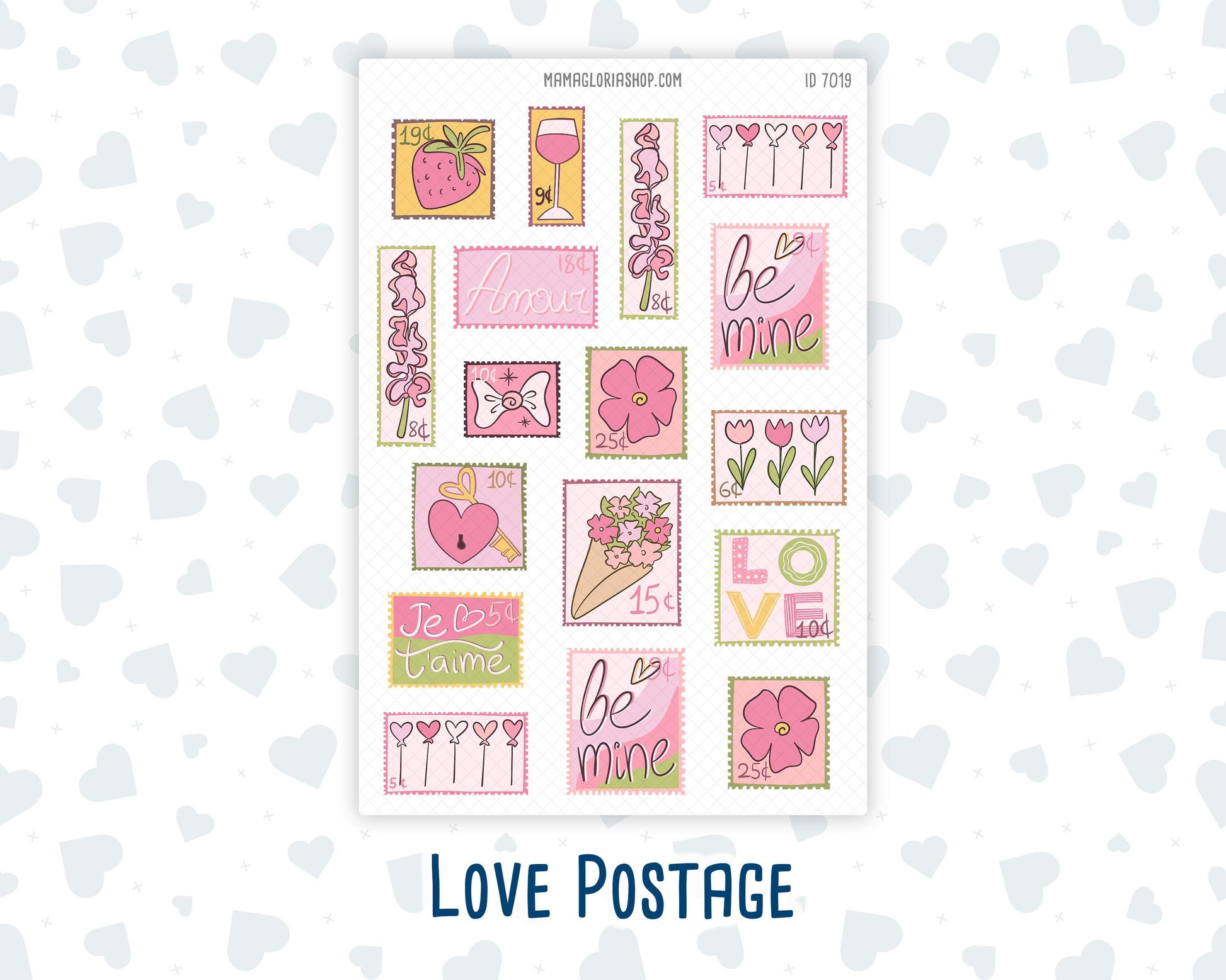 Clipart - Postage Love - For Planners - Journals - Valentines Day