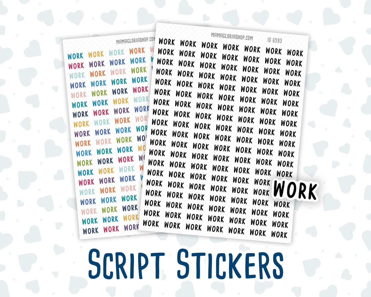 Work- Script Stickers For Planners - Headers