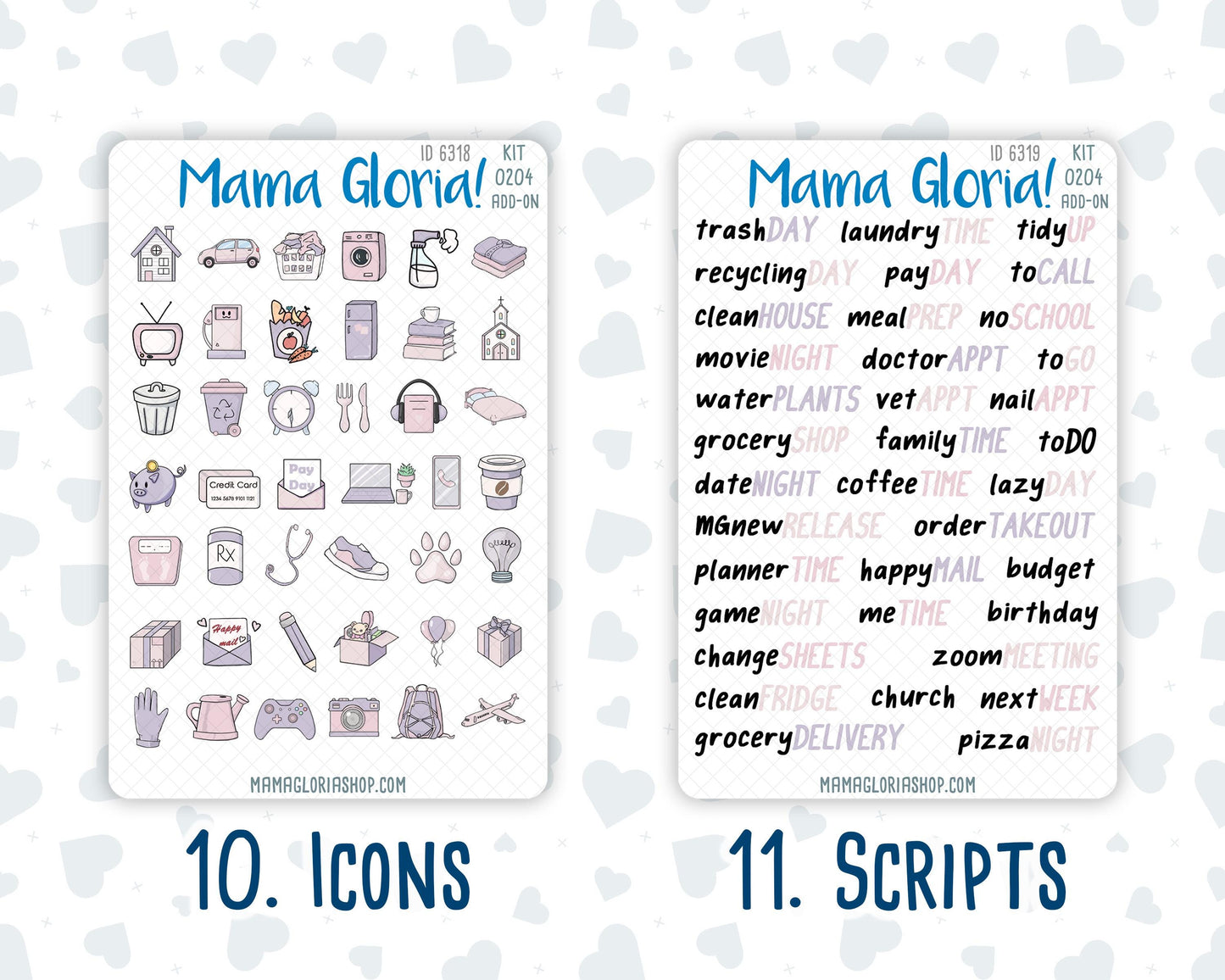 Kit 0204 Add Ons - Valentine's Garden- February - Planner Stickers - Kit