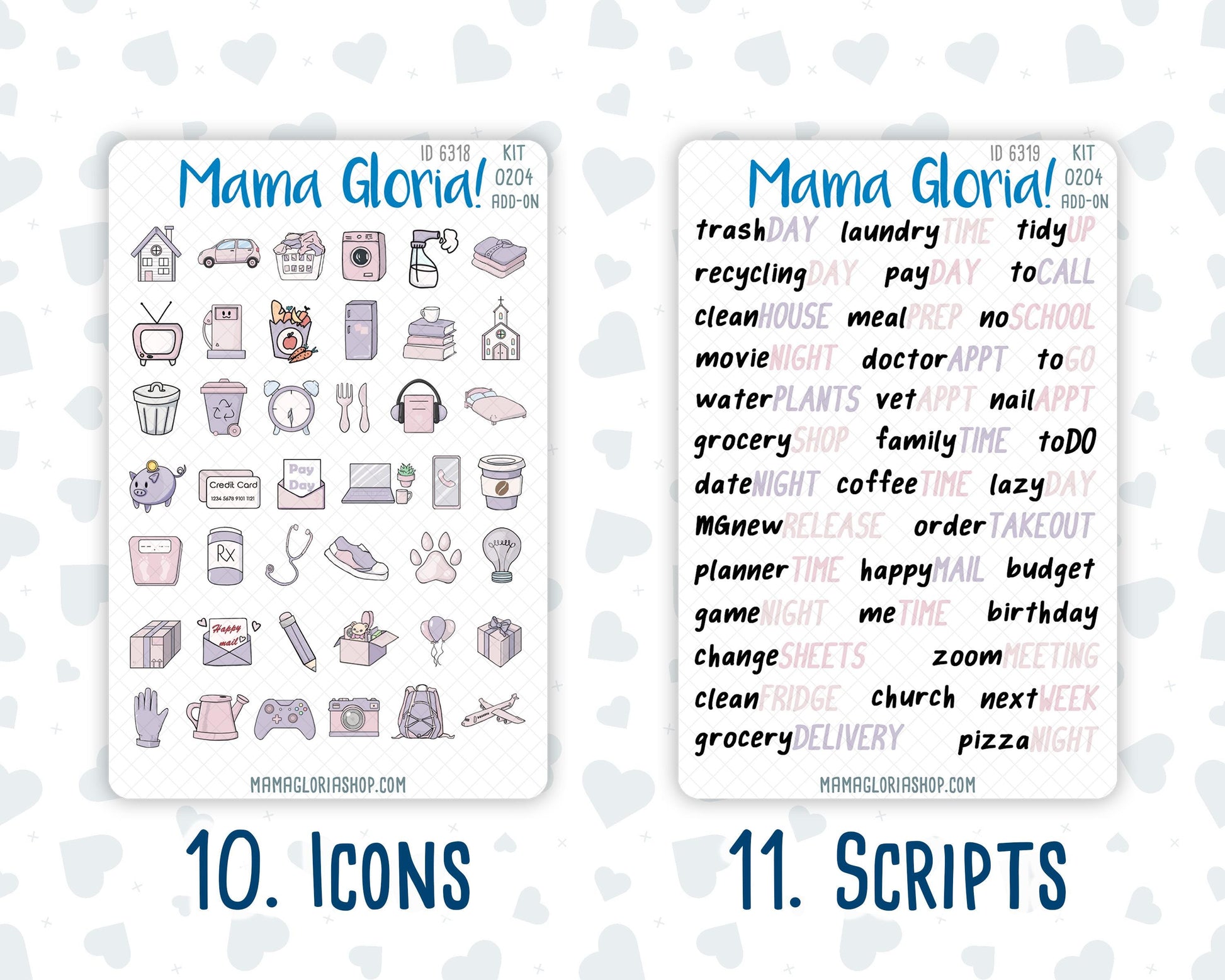 Kit 0204 Add Ons - Valentine's Garden- February - Planner Stickers - Kit