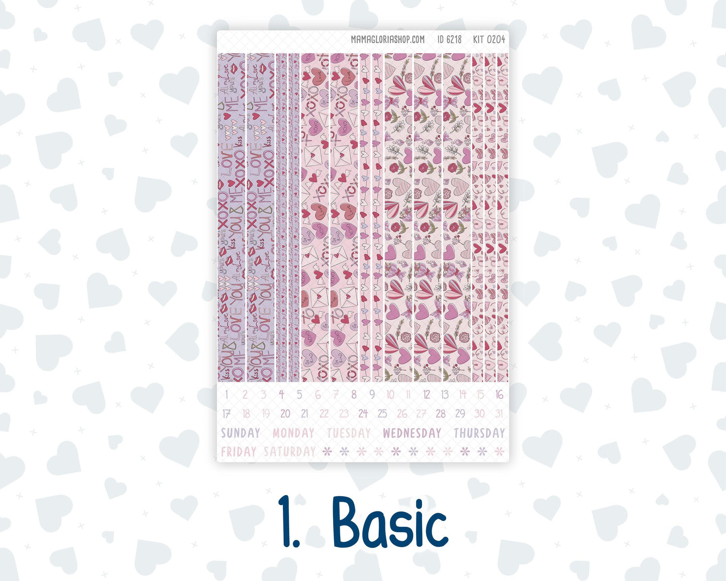 Kit 0204- 7x9 Plum Paper Daily - Valentine's Garden - Planner - February