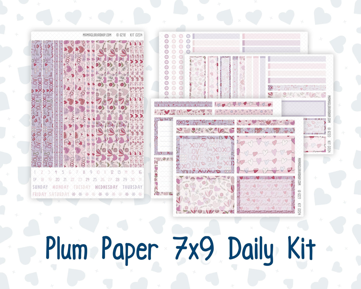 Kit 0204- 7x9 Plum Paper Daily - Valentine's Garden - Planner - February