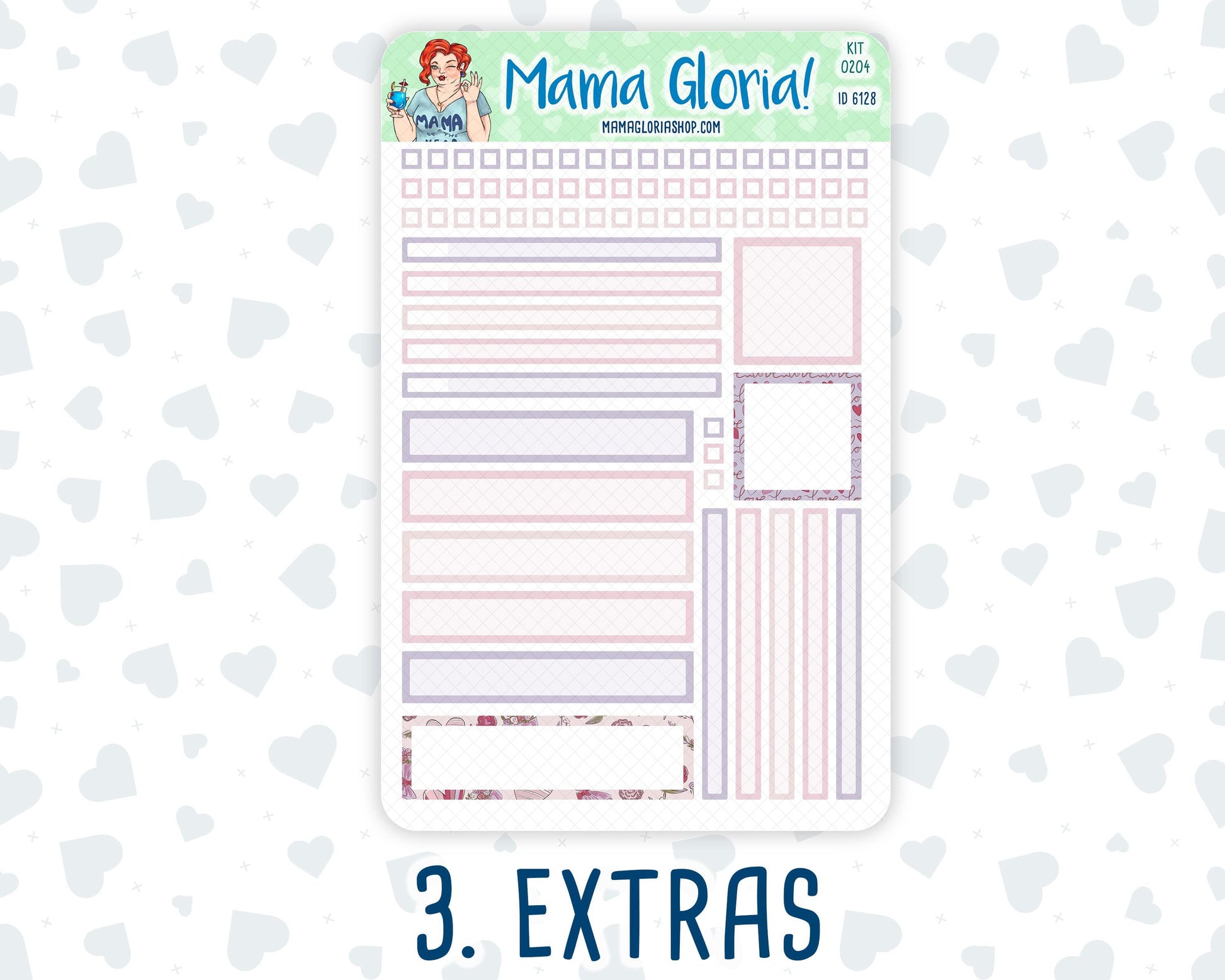 Kit 0204- 7x9 Daily Duo - Valentine's Garden - February- Planner