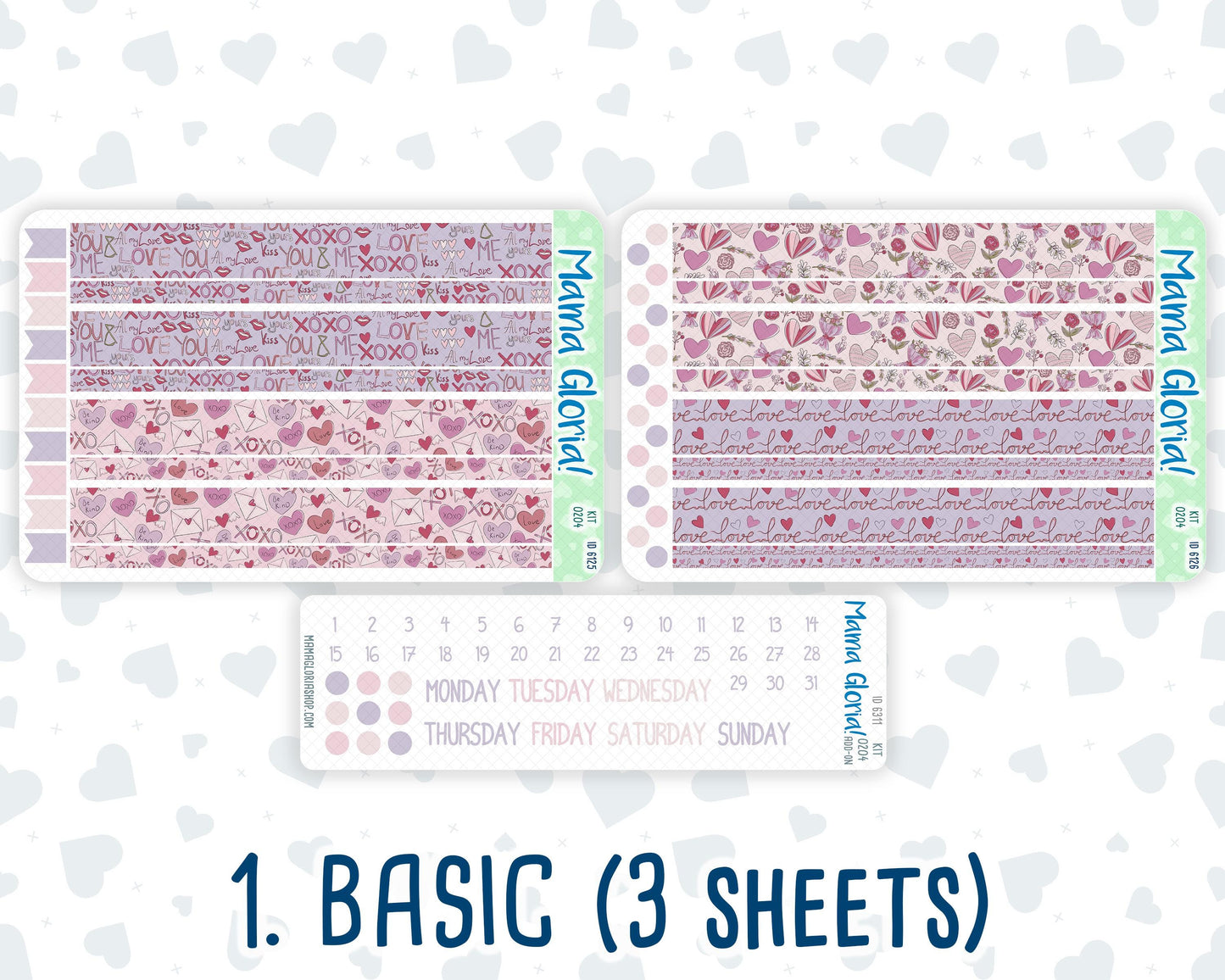 Kit 0204- 7x9 Daily Duo - Valentine's Garden - February- Planner