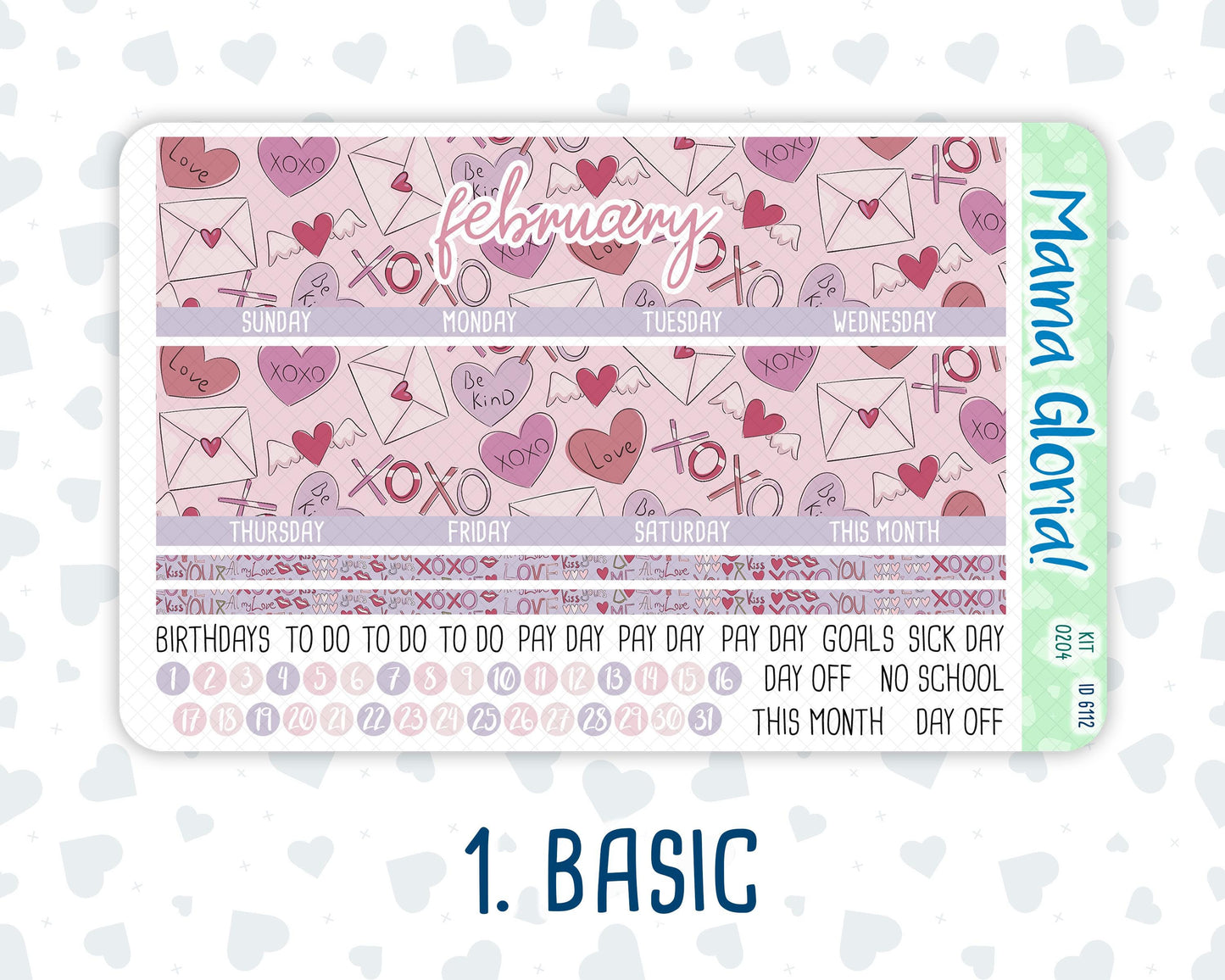 Kit 0204- 7x9 - Monthly - Valentine's Garden - February- For EC Planners