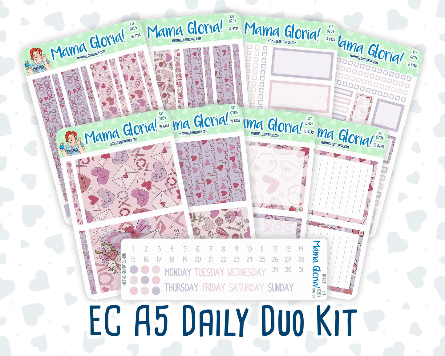 Kit 0204- A5 Daily Duo - Valentine's Garden - February -Planner