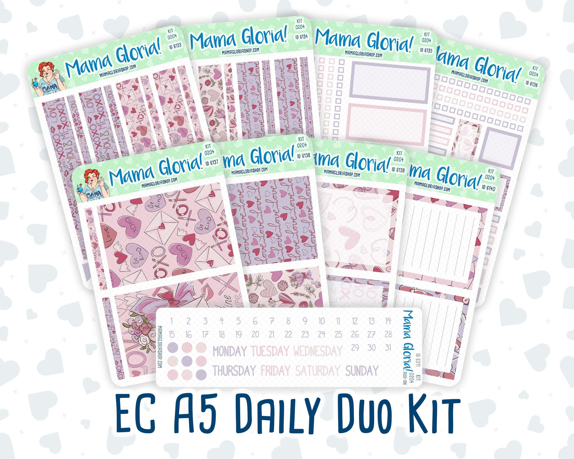 Kit 0204- A5 Daily Duo - Valentine's Garden - February -Planner