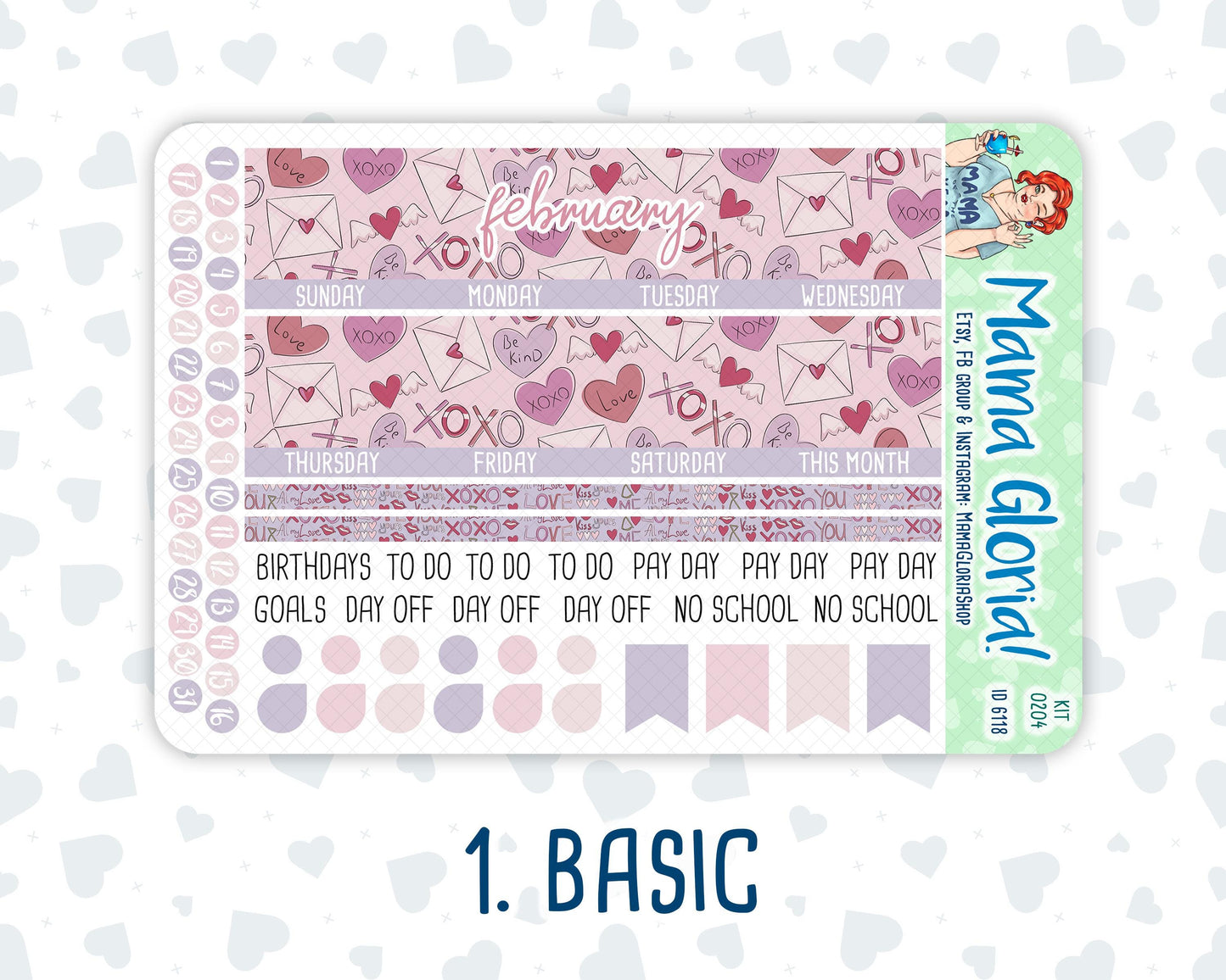 Kit 0204 -A5 -Monthly - Valentine's Garden - February - Kit