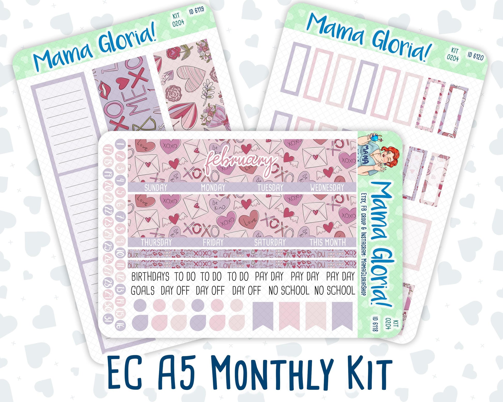 Kit 0204 -A5 -Monthly - Valentine's Garden - February - Kit