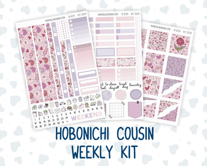 Kit 0204 Hobonichi Cousin – Weekly Kit – 1.3” Wide Columns - Valentine's Garden- February