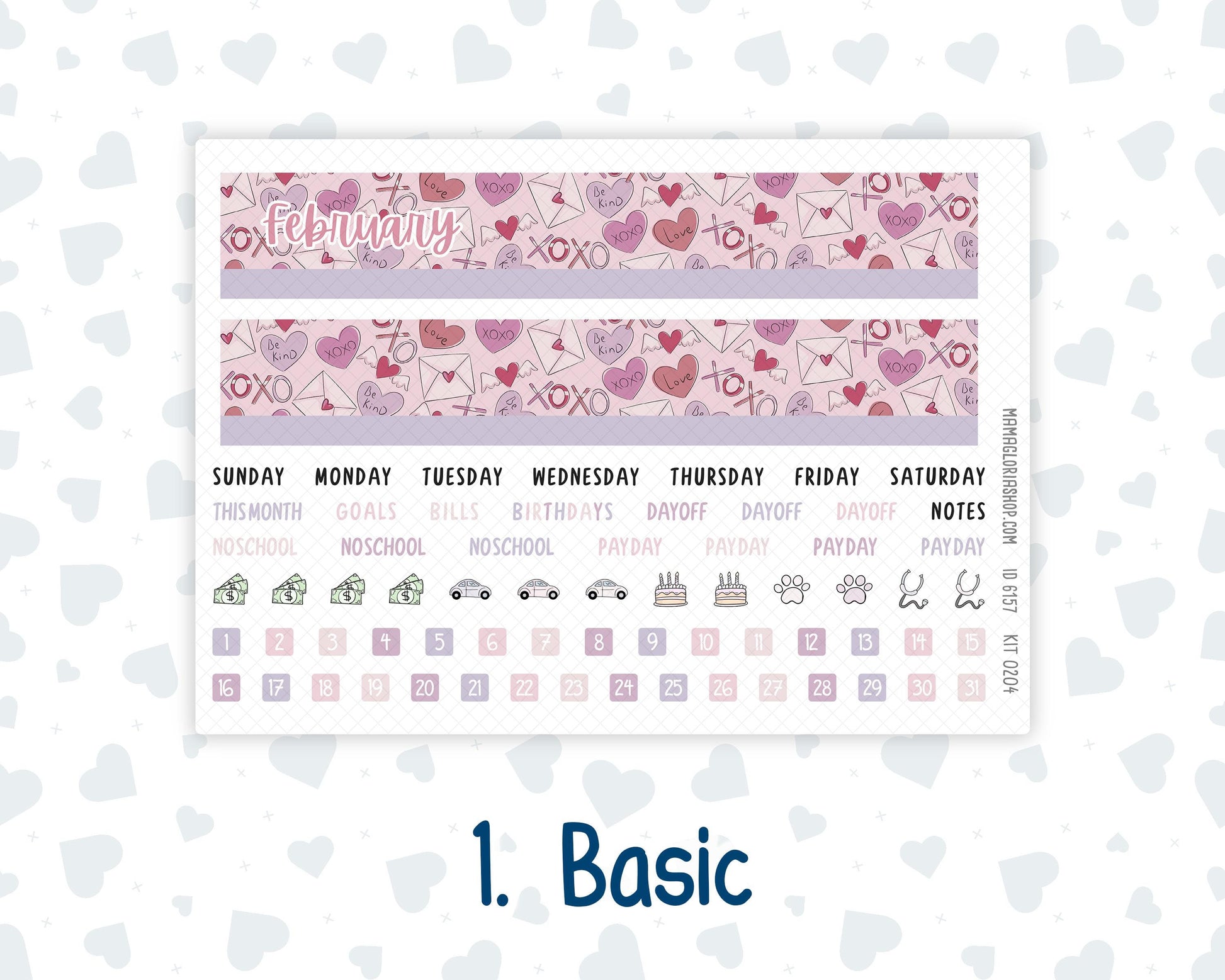 HP - Monthly - Kit 0204- Valentine's Garden - February - For Big Happy Planner