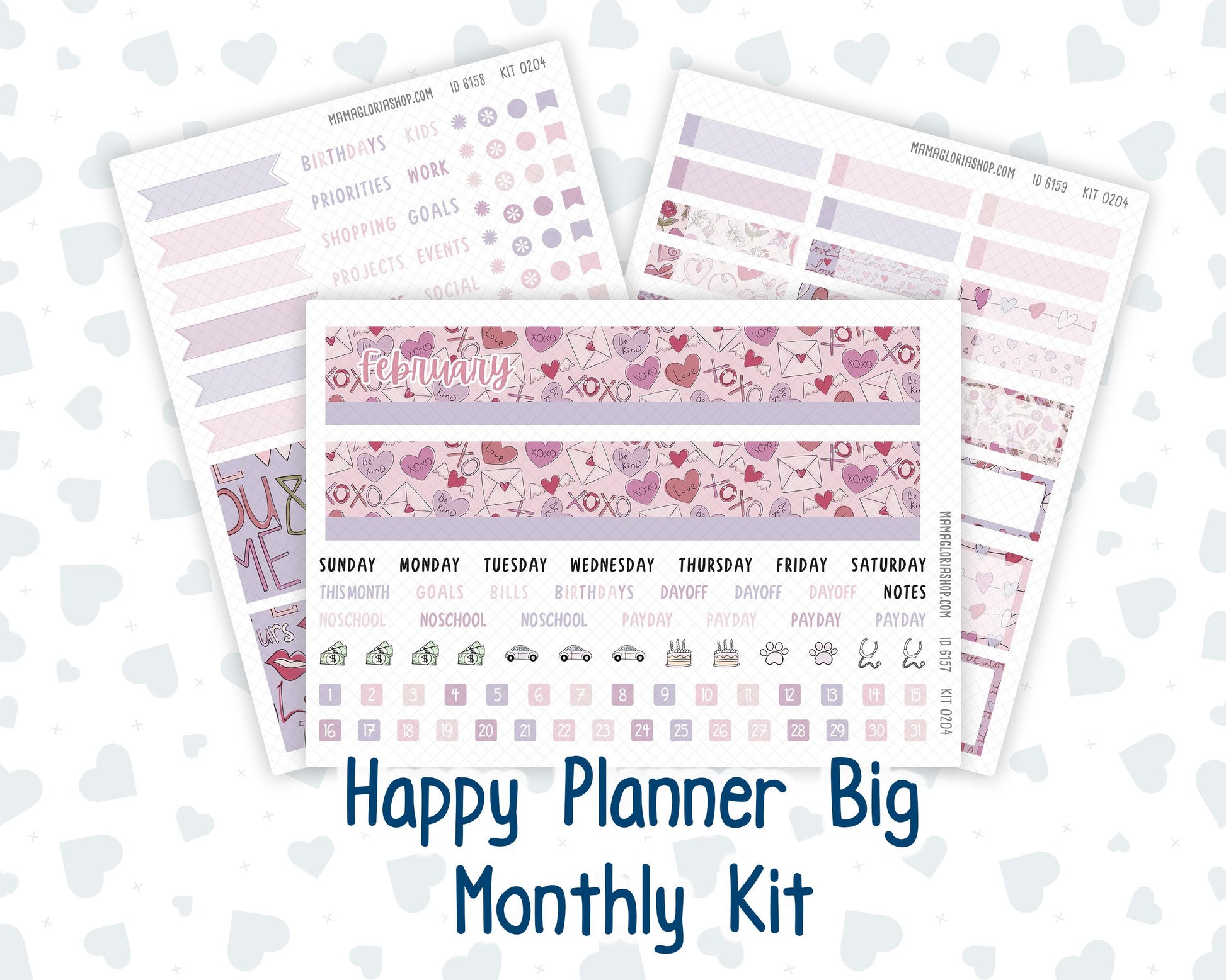 HP - Monthly - Kit 0204- Valentine's Garden - February - For Big Happy Planner