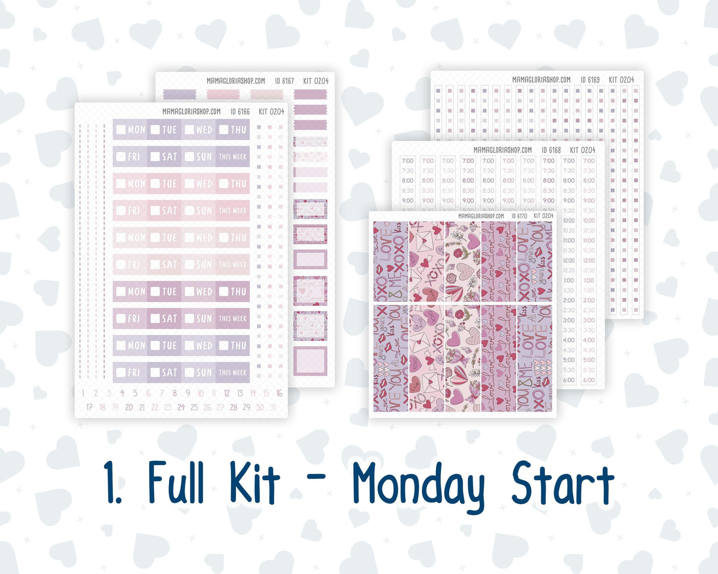 Kit 0204 Laurel Denise Mini Size – Weekly - Vertical Layout - Valentine's Garden - February