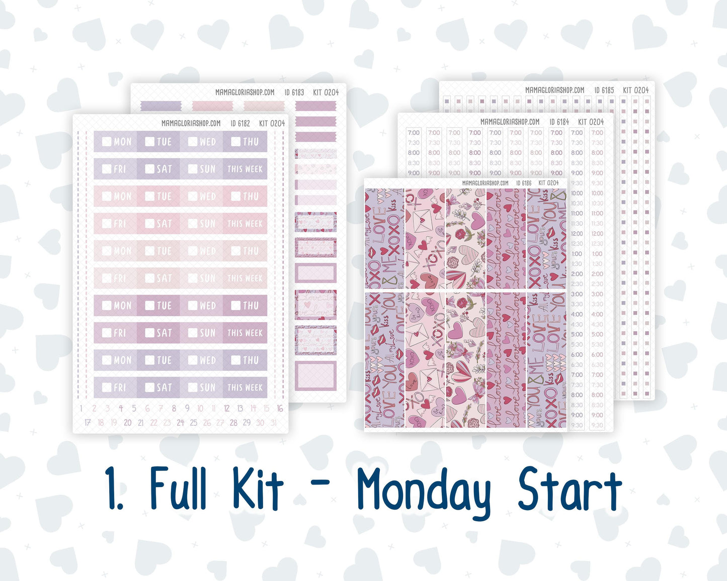 Kit 0204 Laurel Denise Standard Size – Weekly - Vertical Layout - Valentine's Garden - February