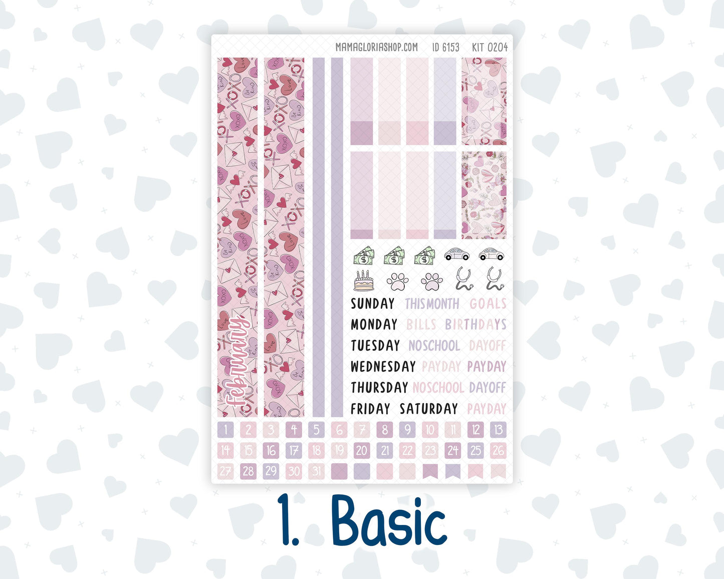 Kit 0204 Plum Paper 7x9 – Monthly - Valentine's Garden - February