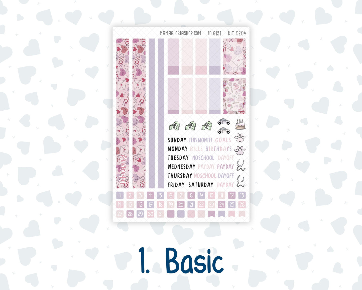 Kit 0204 Plum Paper A5– Monthly - Valentine's Garden - February