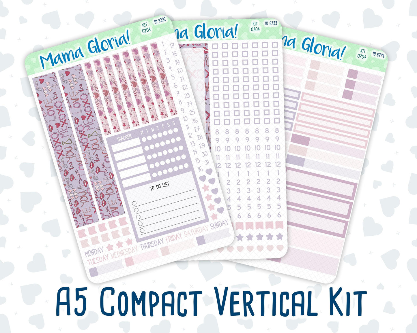 Kit 0204 - A5 Compact Vertical - Valentine's Garden- Weekly - February