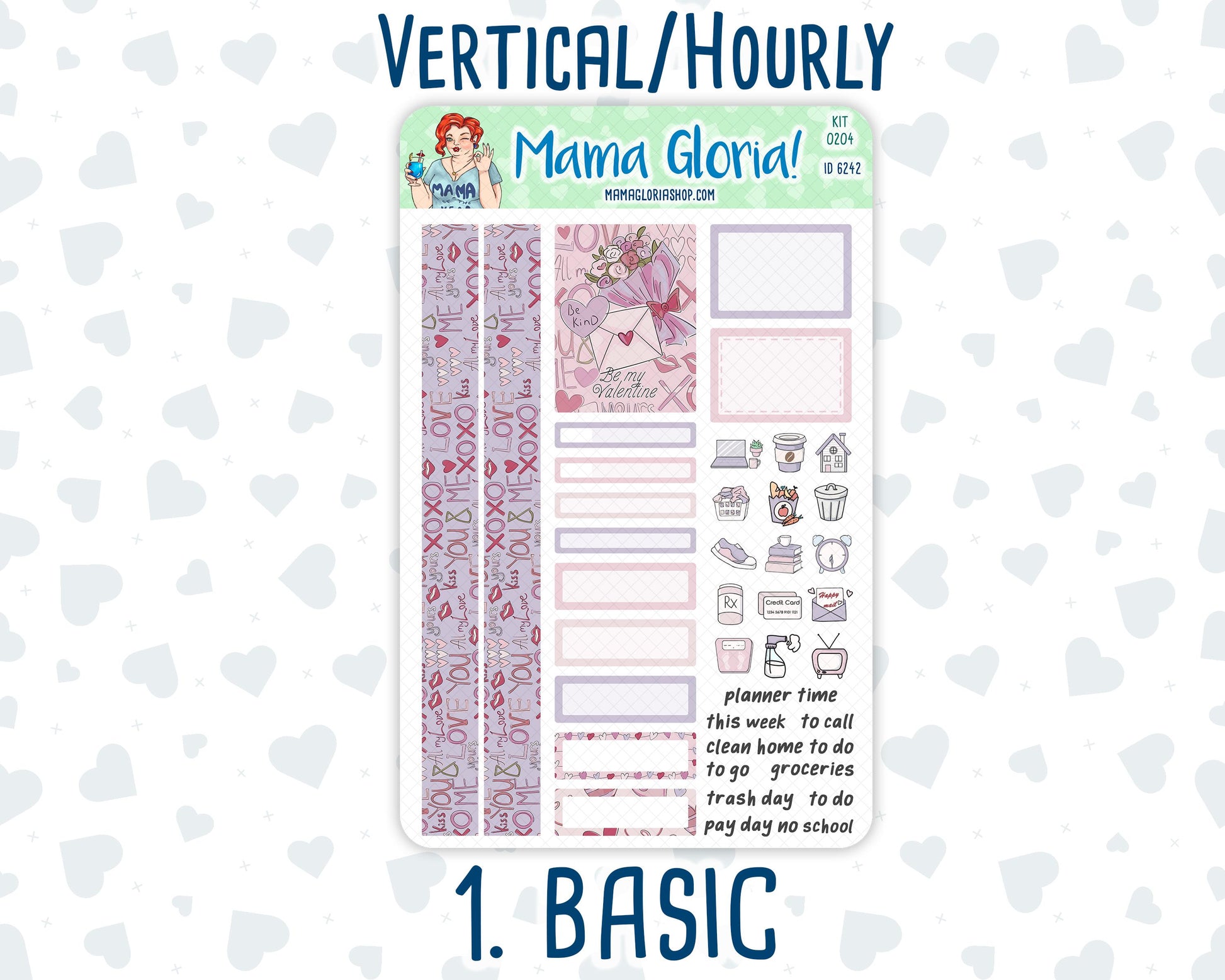 Kit 0204 - 7x9 - Valentine's Garden - February - Weekly Kit For Planners