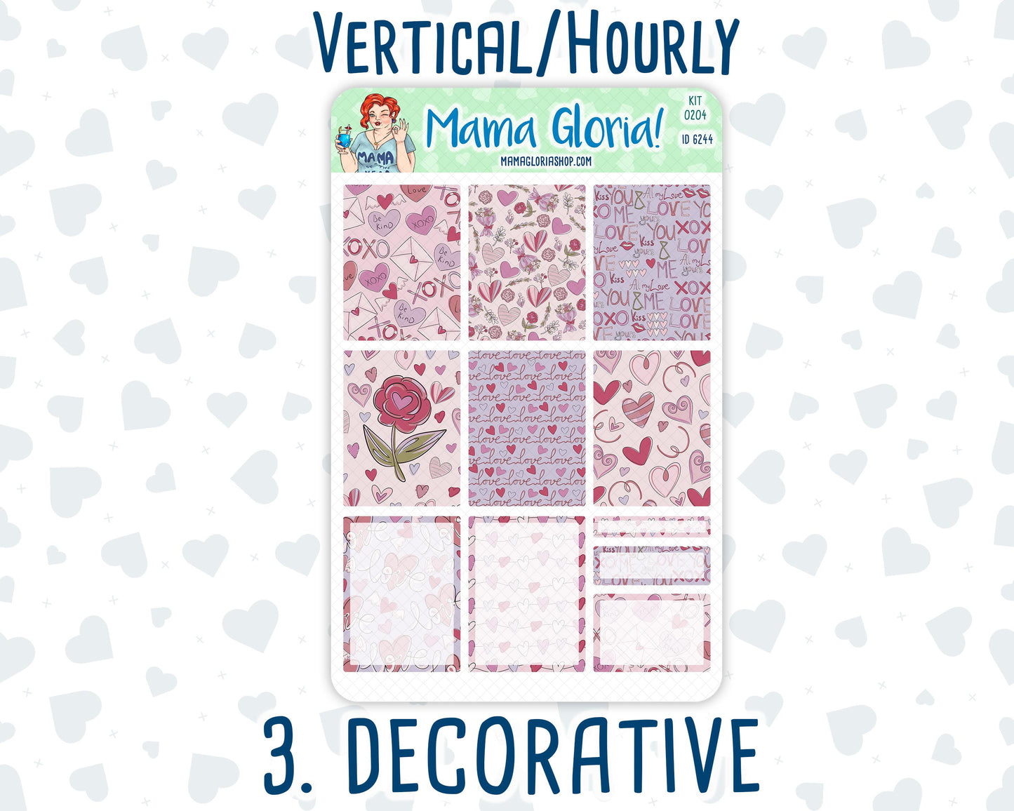 Kit 0204 - 7x9 - Valentine's Garden - February - Weekly Kit For Planners