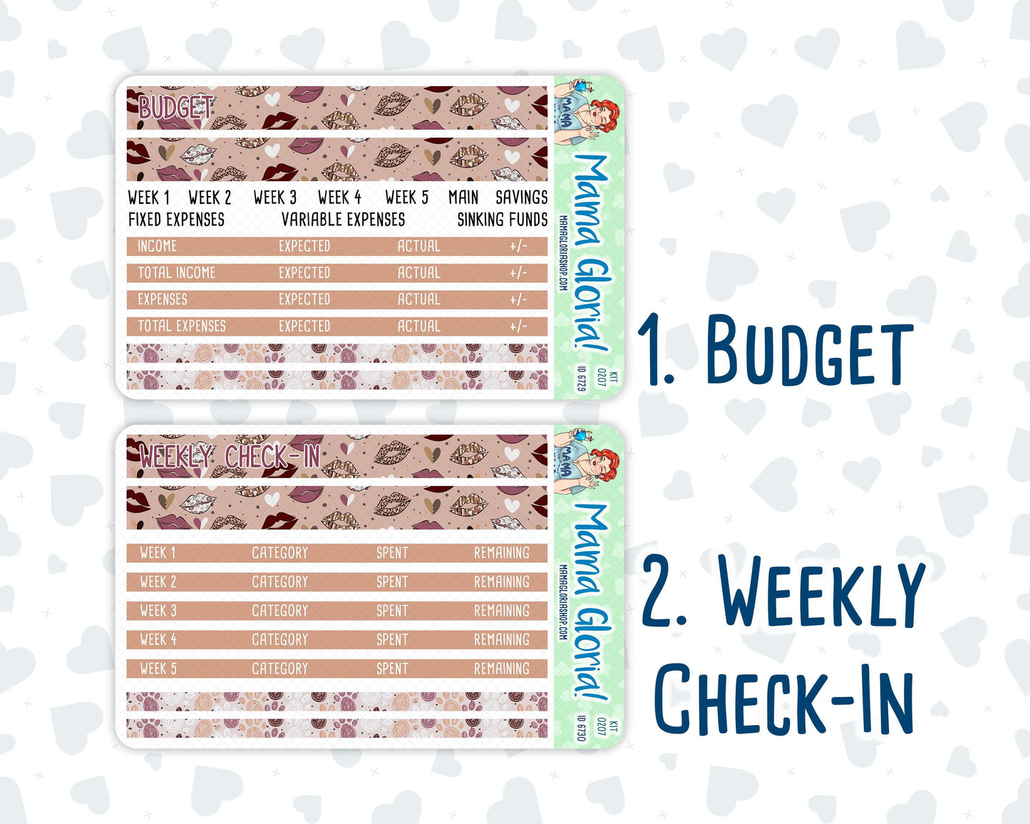 Kit 0207 - Budget - Wild Love- For 7x9 & A5 Planners - Notebooks - February