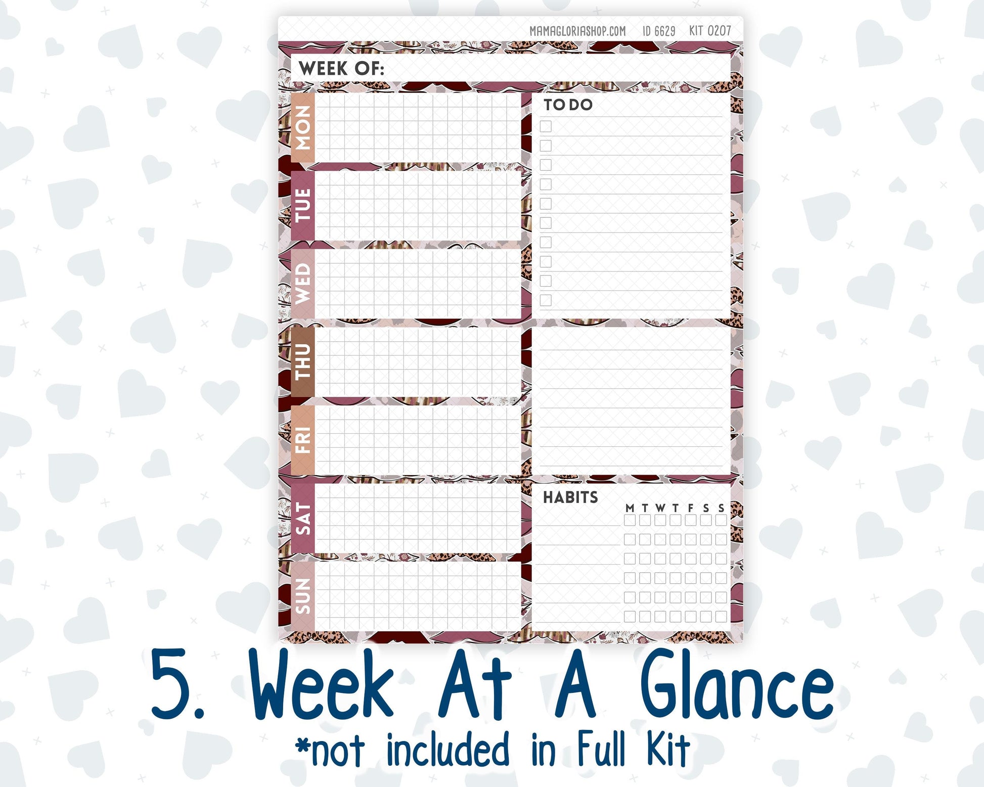 Kit 0207- 7x9 Plum Paper Daily - Wild Love - Planner - February