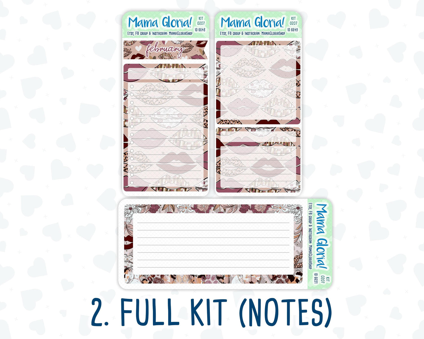 Kit 0207- 7x9 - Wild Love - February- Notes Pages - Dashboard Kit - Productivity Page