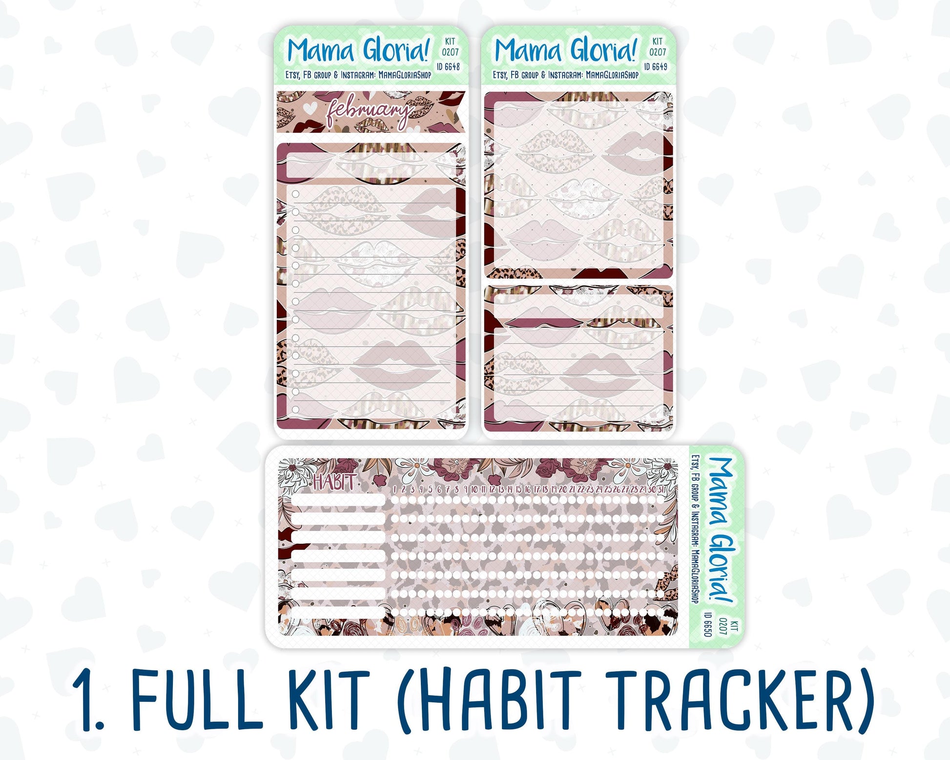 Kit 0207- 7x9 - Wild Love - February- Notes Pages - Dashboard Kit - Productivity Page