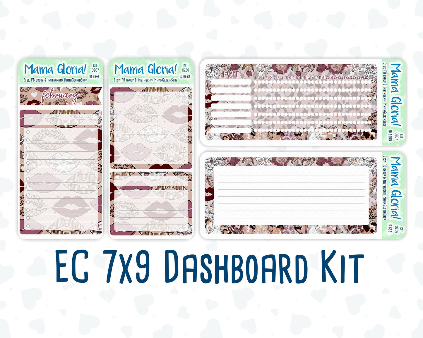 Kit 0207- 7x9 - Wild Love - February- Notes Pages - Dashboard Kit - Productivity Page