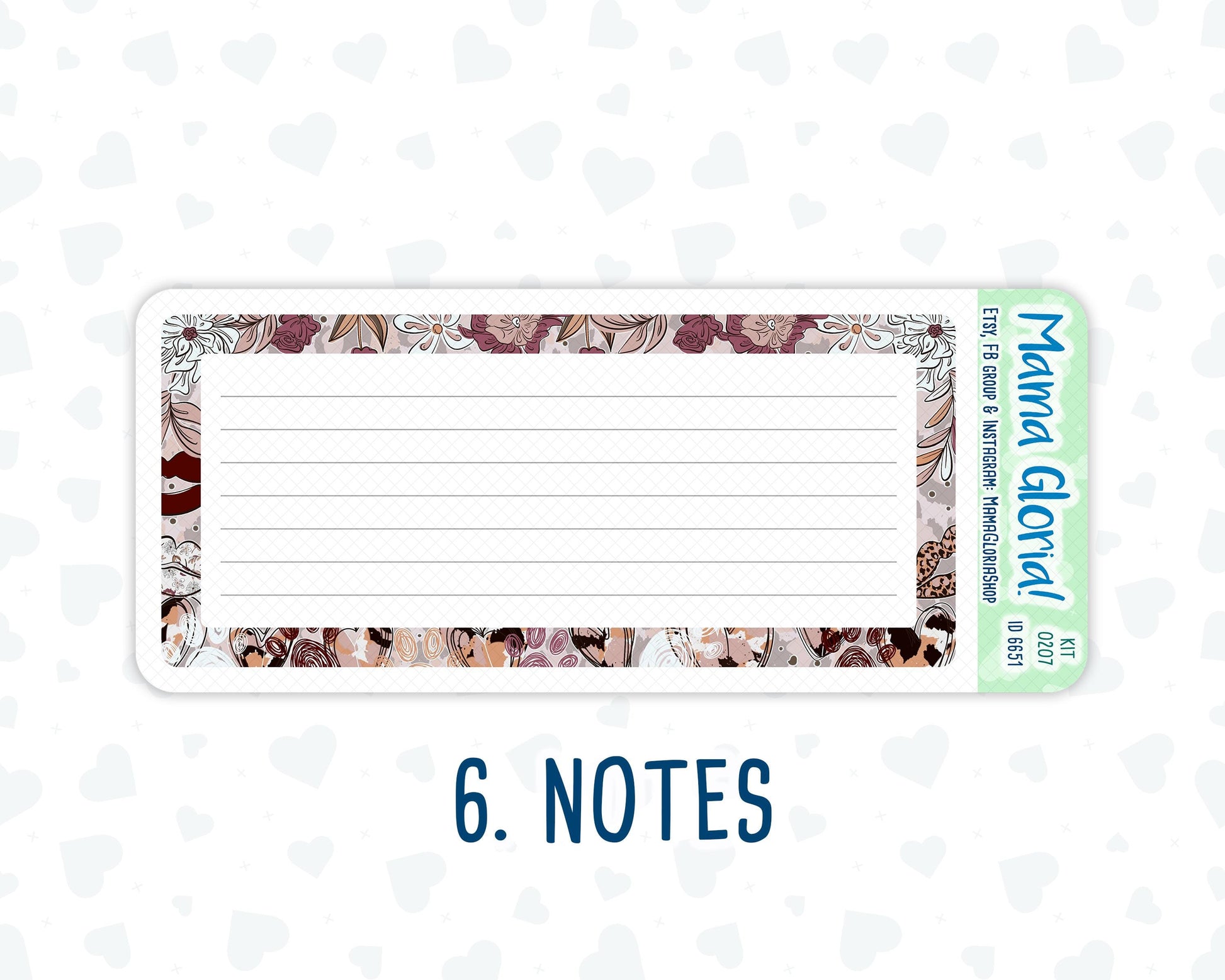 Kit 0207- 7x9 - Wild Love - February- Notes Pages - Dashboard Kit - Productivity Page