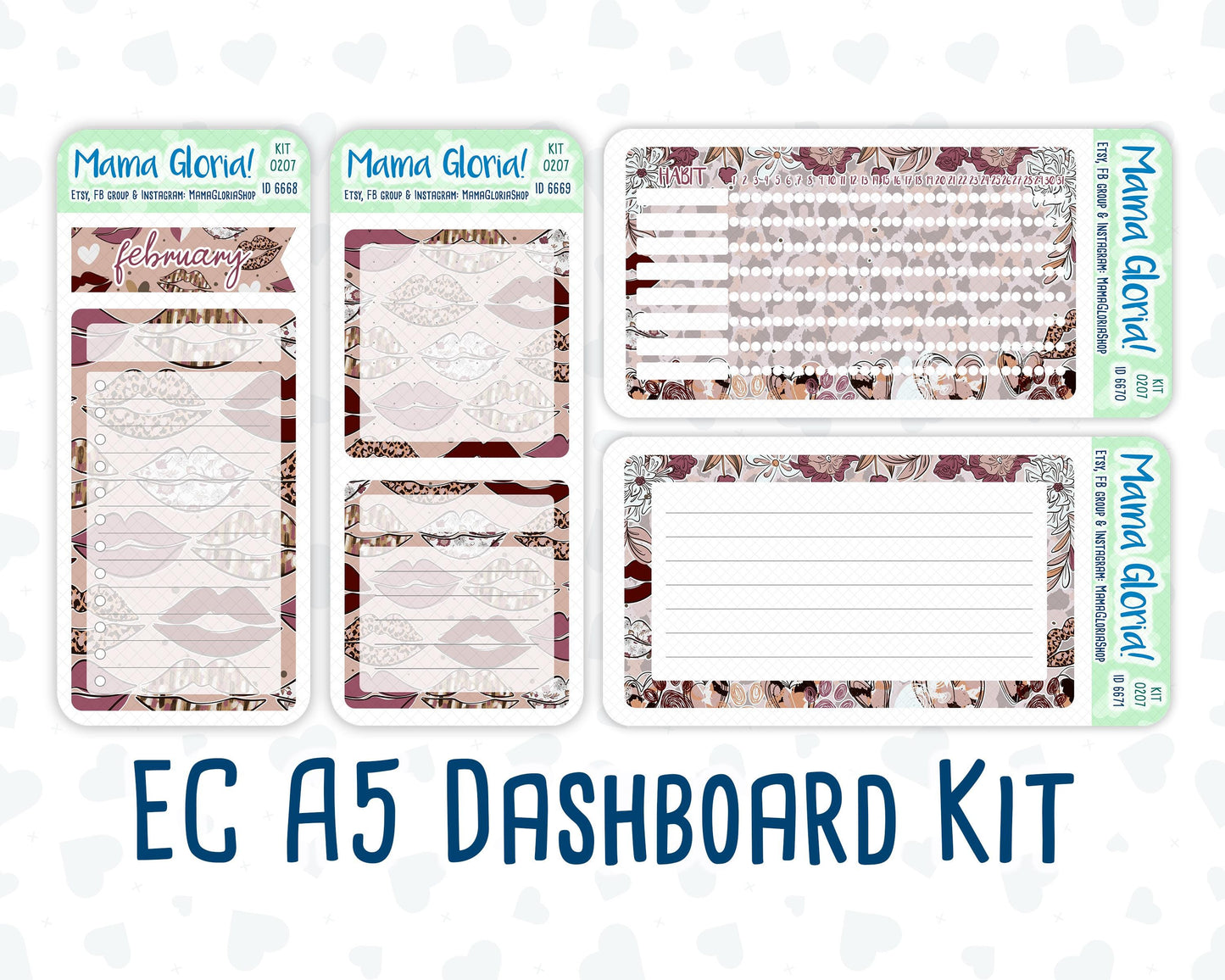 Kit 0207 - A5 - Wild Love - February - Notes Pages - Dashboard Kit - Productivity Page