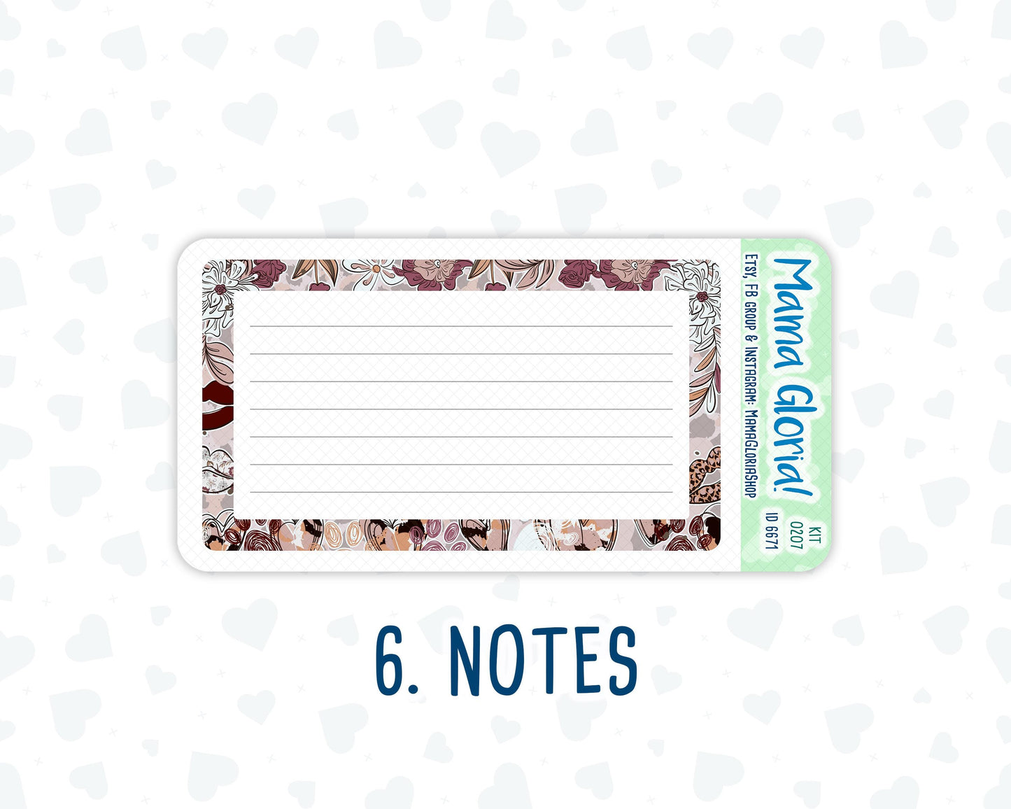 Kit 0207 - A5 - Wild Love - February - Notes Pages - Dashboard Kit - Productivity Page