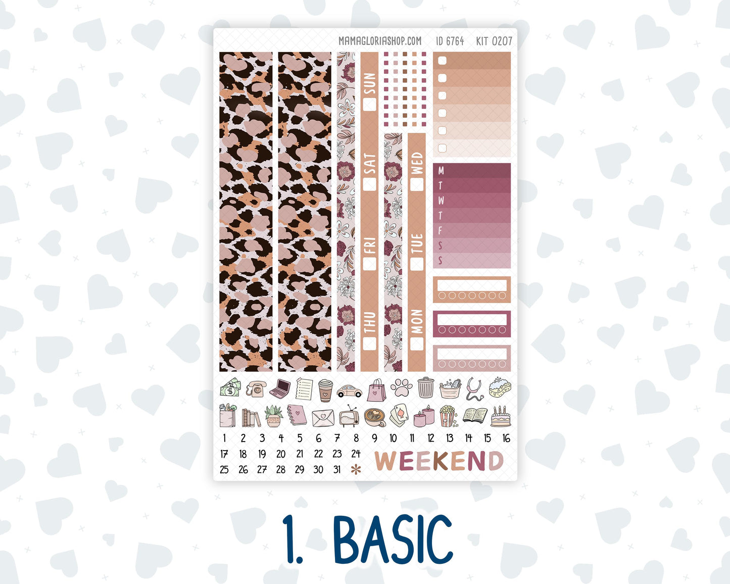 Kit 0207 Hobonichi Cousin – Weekly Kit – 1.3” Wide Columns - Wild Love- February