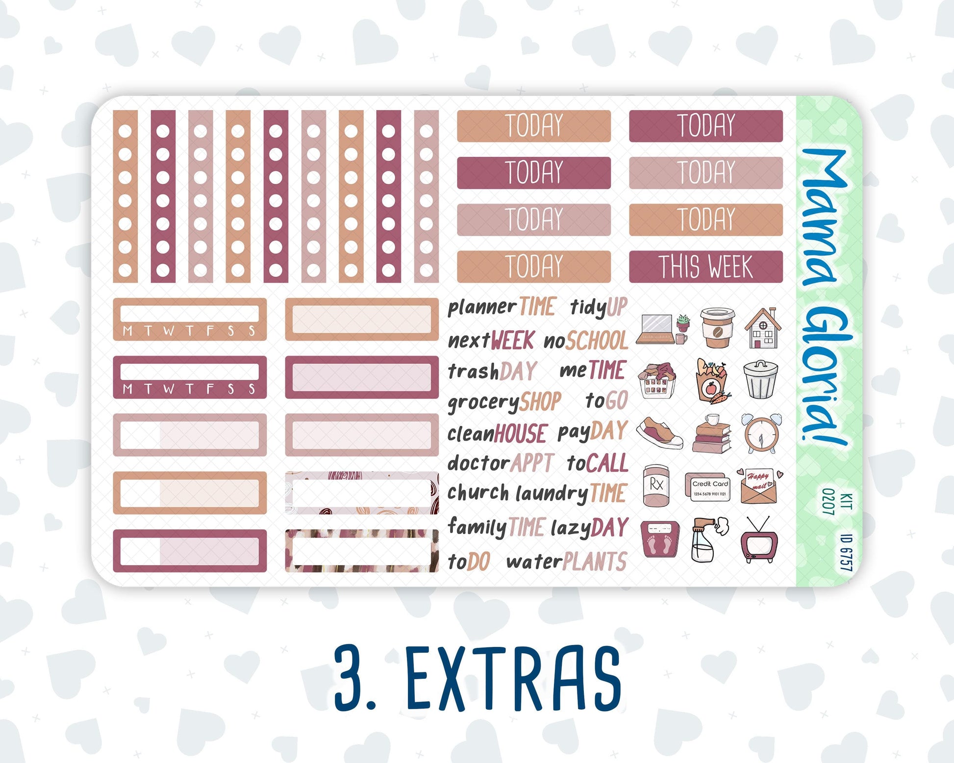 Kit 0207 -7x9 - Wild Love - Weekly Kit For EC Horizontal Planners - February