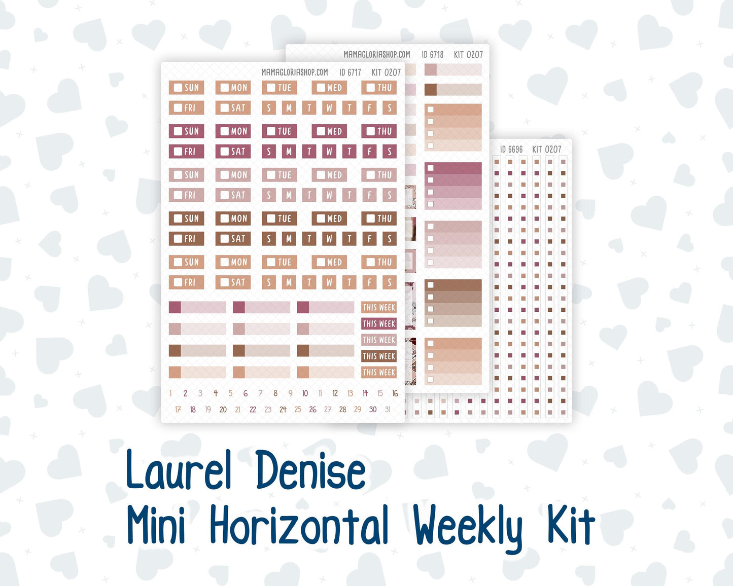 Kit 0207 Laurel Denise Mini Size – Weekly - Horizontal Layout - Wild Love - February