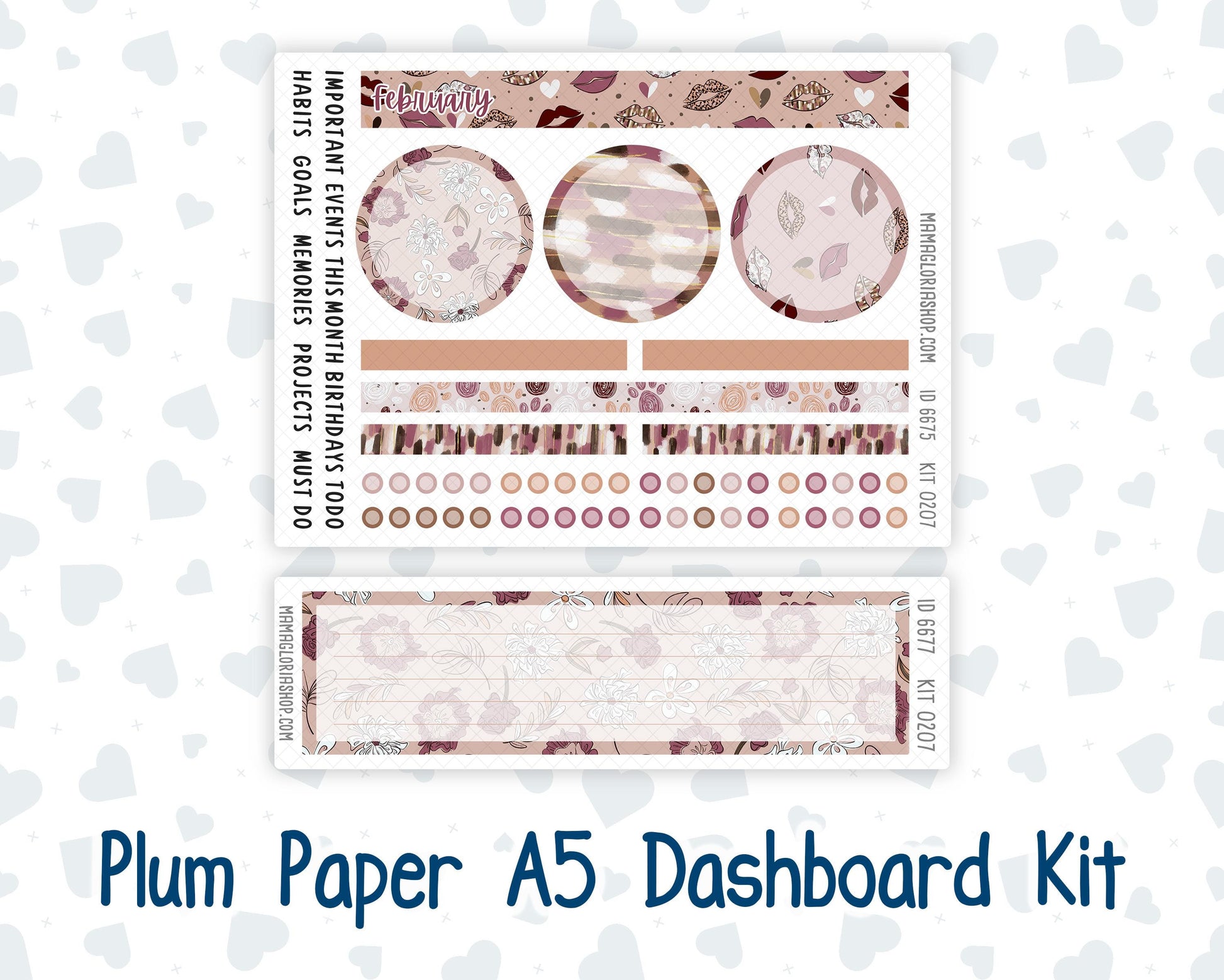 Kit 0207 Plum Paper A5– Dashboard - Wild Love - February