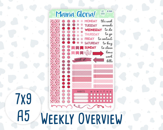 Kit 0205 - Weekly Overview - Dancer's Heart - February- For 7x9 & A5 Planners - Notebooks