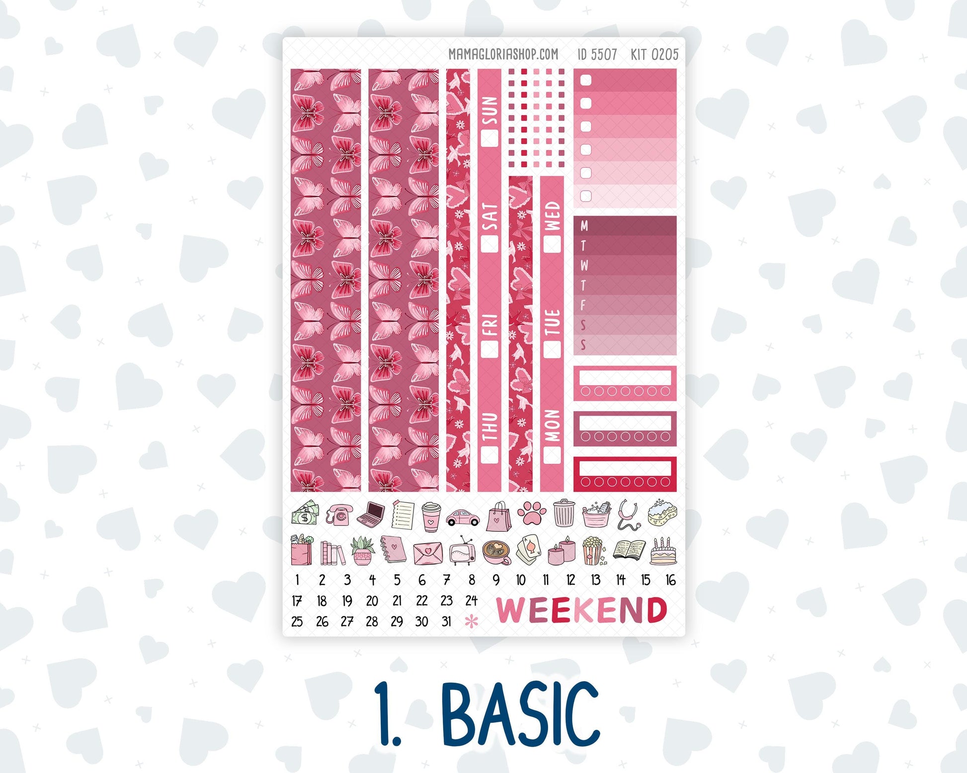 Kit 0205 Hobonichi Cousin – Weekly Kit – 1.3” Wide Columns - Dancer's Heart- February