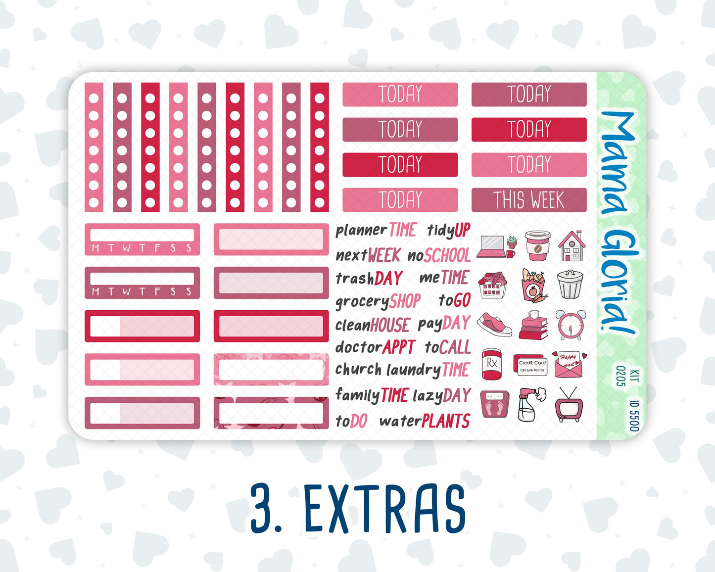 Kit 0205 -7x9 - Dancer's Heart - Weekly Kit For EC Horizontal Planners - February