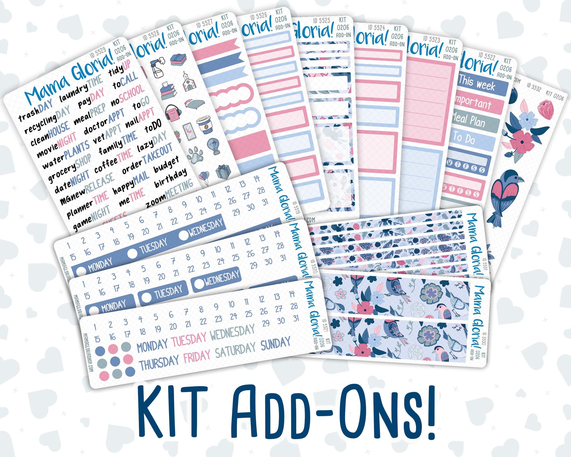 Kit 0206 Add Ons - Feathered Romance - February - Planner Stickers - Kit