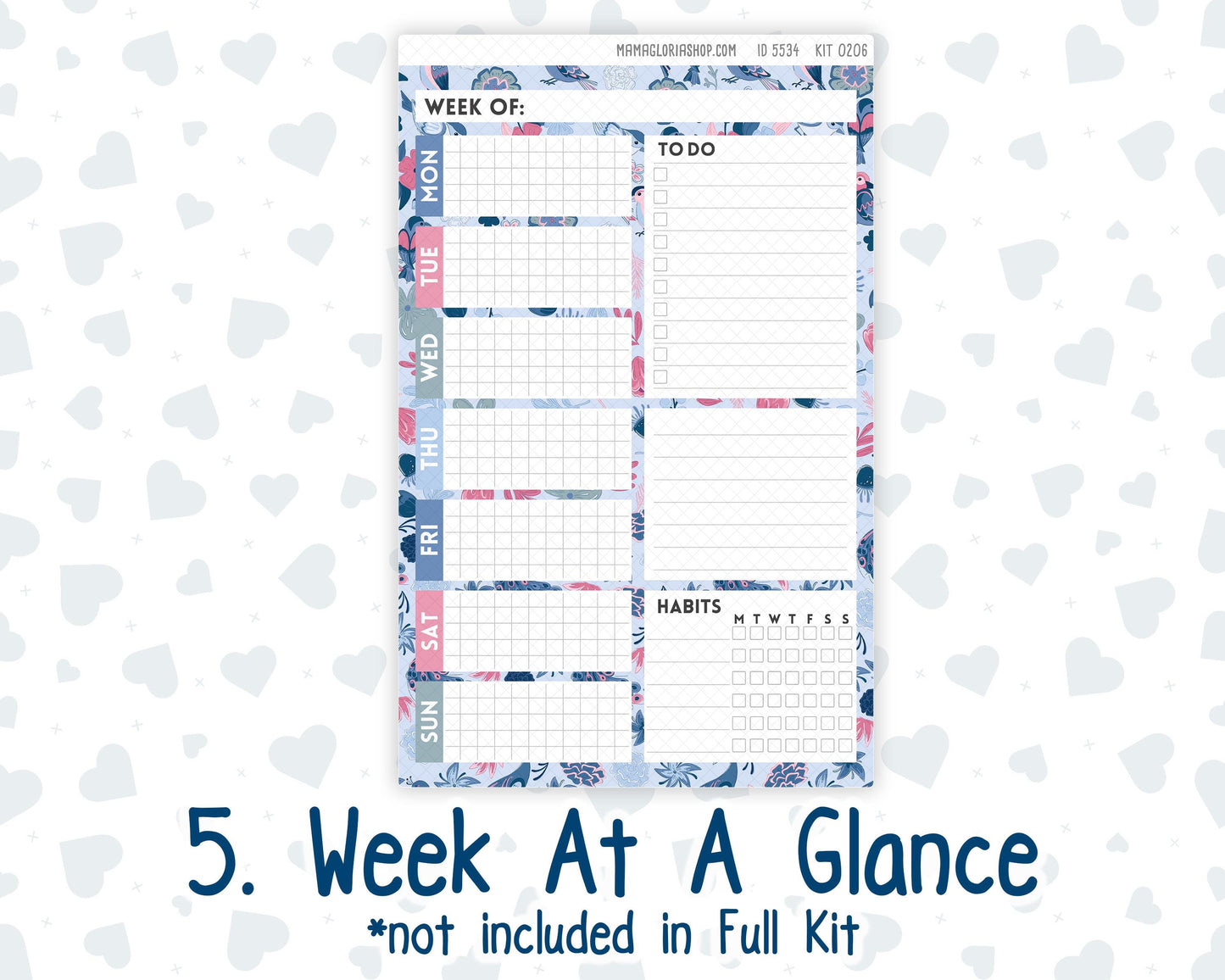 Kit 0206- A5 Plum Paper Daily - Feathered Romance - Planner -February