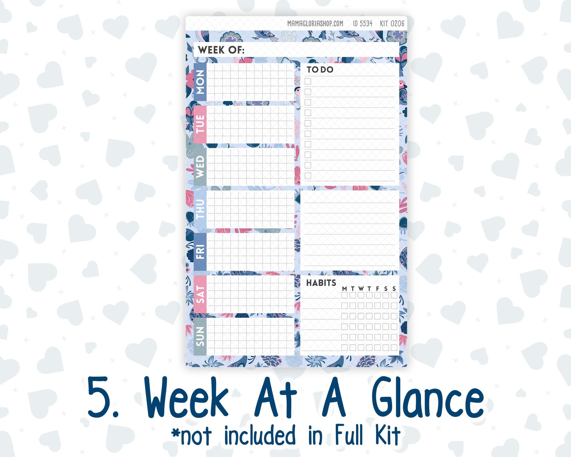 Kit 0206- A5 Plum Paper Daily - Feathered Romance - Planner -February